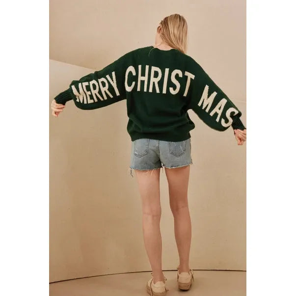 PULLOVER SWEATER | HO HO HO CHRISTMAS: GREEN-Jackets & Sweaters-MELLO-Coriander