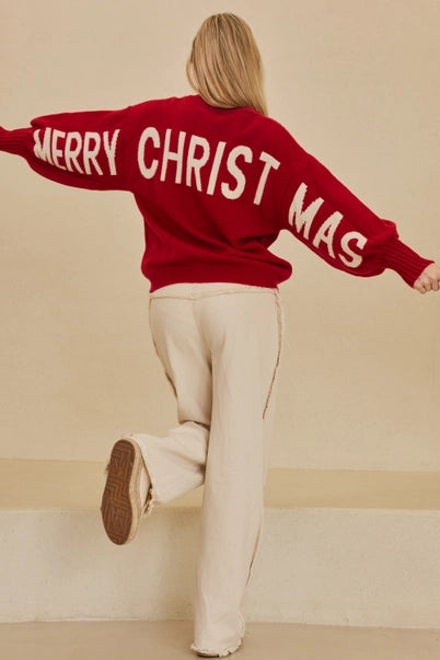 PULLOVER SWEATER | HO HO HO CHRISTMAS: RED-Jackets & Sweaters-MELLO-Coriander