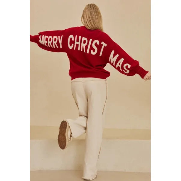 PULLOVER SWEATER | HO HO HO CHRISTMAS: RED-Jackets & Sweaters-MELLO-Coriander