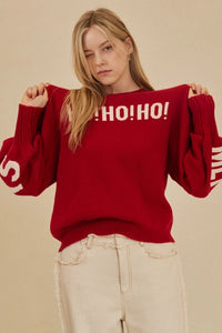 PULLOVER SWEATER | HO HO HO CHRISTMAS: RED-Jackets & Sweaters-MELLO-Coriander
