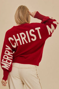 PULLOVER SWEATER | HO HO HO CHRISTMAS: RED-Jackets & Sweaters-MELLO-Coriander