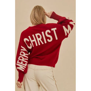 PULLOVER SWEATER | HO HO HO CHRISTMAS: RED-Jackets & Sweaters-MELLO-Coriander