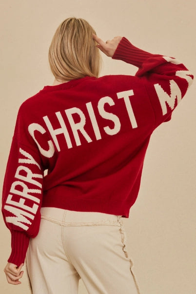PULLOVER SWEATER | HO HO HO CHRISTMAS: RED-Jackets & Sweaters-MELLO-Coriander