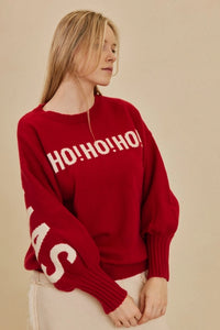 PULLOVER SWEATER | HO HO HO CHRISTMAS: RED-Jackets & Sweaters-MELLO-SMALL-RED-Coriander