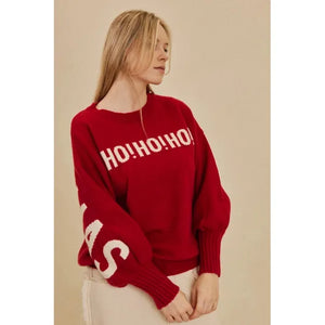 PULLOVER SWEATER | HO HO HO CHRISTMAS: RED-Jackets & Sweaters-MELLO-SMALL-RED-Coriander