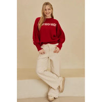PULLOVER SWEATER | HO HO HO CHRISTMAS: RED-Jackets & Sweaters-MELLO-Coriander