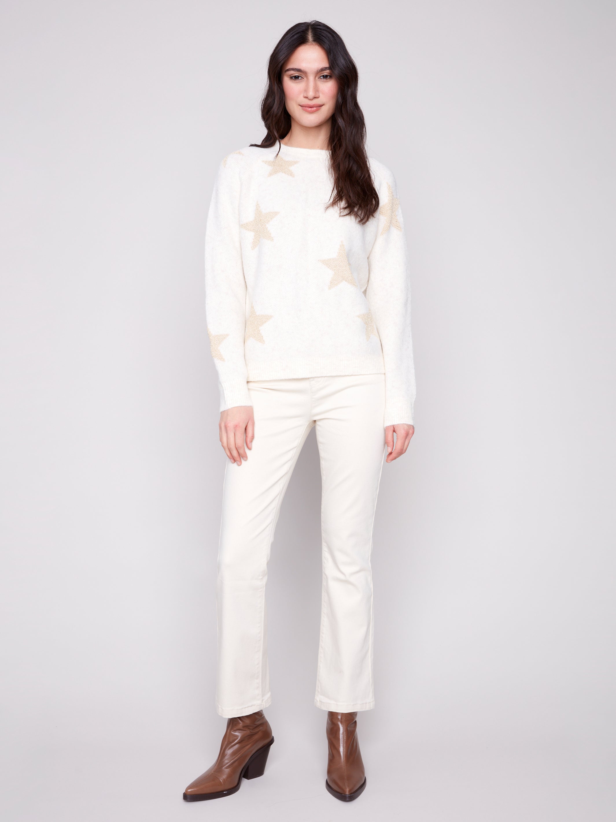 PULLOVER SWEATER | JACQUARD STAR-Jackets & Sweaters-CHARLIE B-Coriander