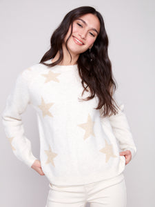 PULLOVER SWEATER | JACQUARD STAR-Jackets & Sweaters-CHARLIE B-Coriander