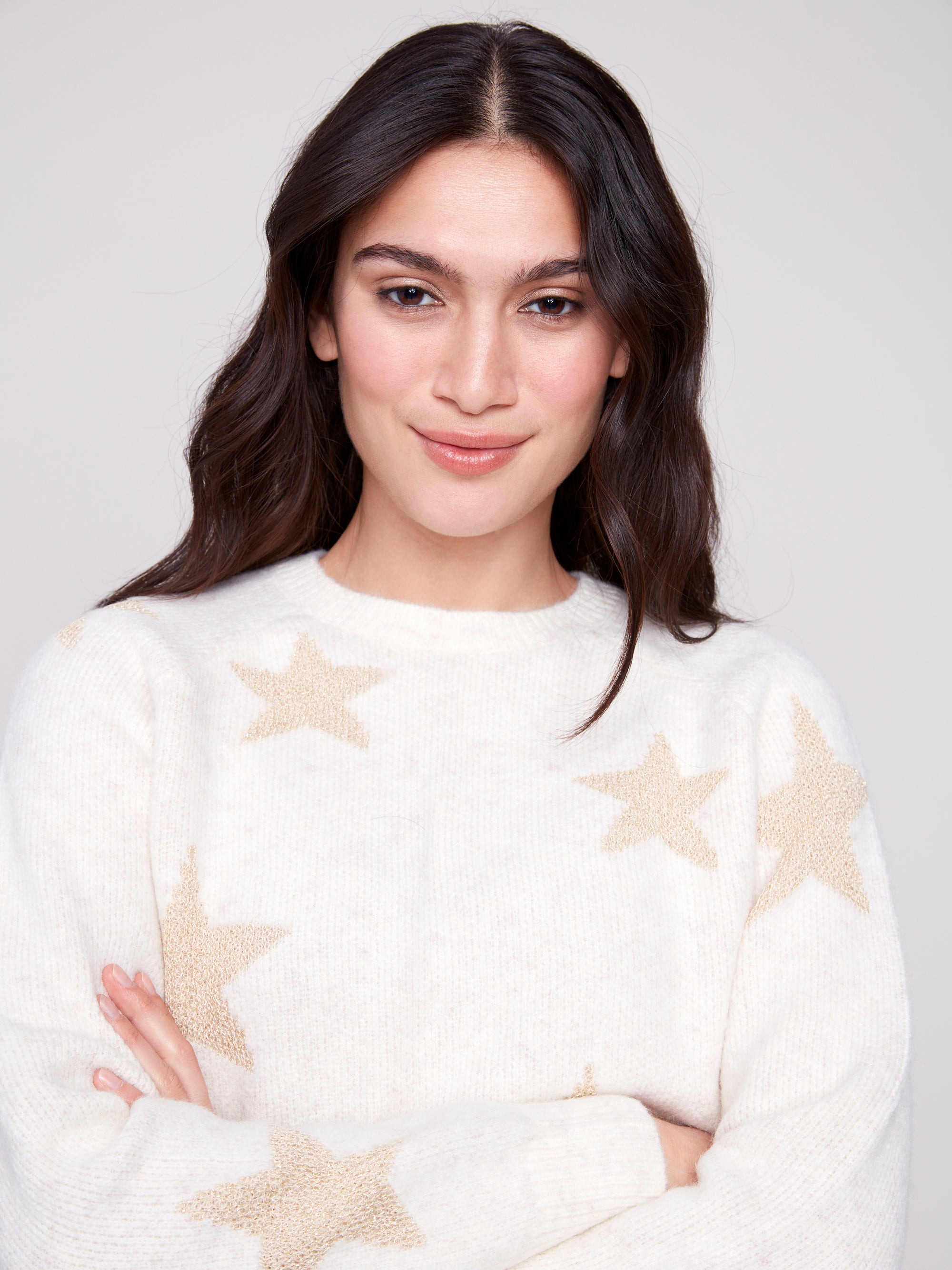 PULLOVER SWEATER | JACQUARD STAR-Jackets & Sweaters-CHARLIE B-Coriander