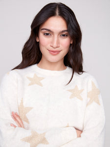 PULLOVER SWEATER | JACQUARD STAR-Jackets & Sweaters-CHARLIE B-Coriander