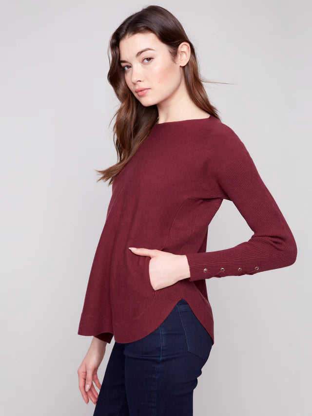 PULLOVER SWEATER | LACE-UP CUFFS-Jackets & Sweaters-CHARLIE B-Coriander