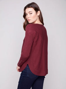 PULLOVER SWEATER | LACE-UP CUFFS-Jackets & Sweaters-CHARLIE B-Coriander