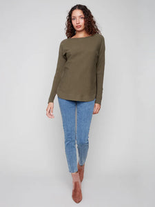 PULLOVER SWEATER | LACE-UP CUFFS-Jackets & Sweaters-CHARLIE B-Coriander