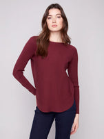 PULLOVER SWEATER | LACE-UP CUFFS-Jackets & Sweaters-CHARLIE B-XSMALL-CABERNET-Coriander