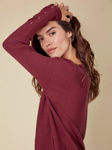 PULLOVER SWEATER | LACE-UP CUFFS-Jackets & Sweaters-CHARLIE B-Coriander