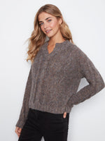 PULLOVER SWEATER | METALLIC FLEX YARN-Jackets & Sweaters-CHARLIE B-XSMALL-WOODLAND-Coriander