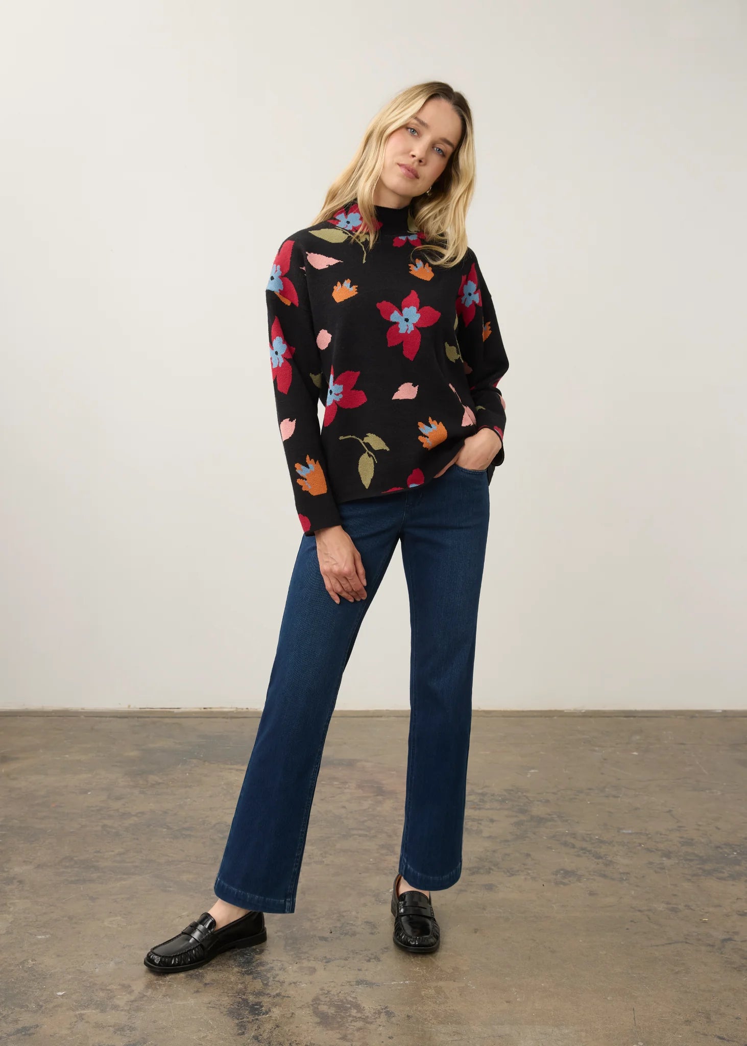 1301535 MOCK NECK LOOSE FIT SWEATER better decription-Jackets & Sweaters-FRENCH DRESSING JEANS-Coriander