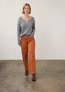 PULLOVER SWEATER | NOTCH NECK RIB SLEEVE-Jackets & Sweaters-FRENCH DRESSING JEANS-Coriander