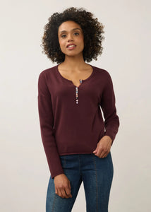 PULLOVER SWEATER | NOTCH NECK RIB SLEEVE-Jackets & Sweaters-FRENCH DRESSING JEANS-Coriander