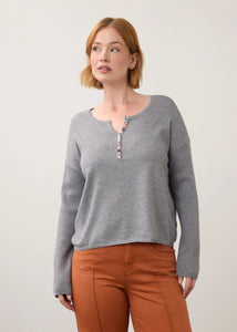 PULLOVER SWEATER | NOTCH NECK RIB SLEEVE-Jackets & Sweaters-FRENCH DRESSING JEANS-Coriander