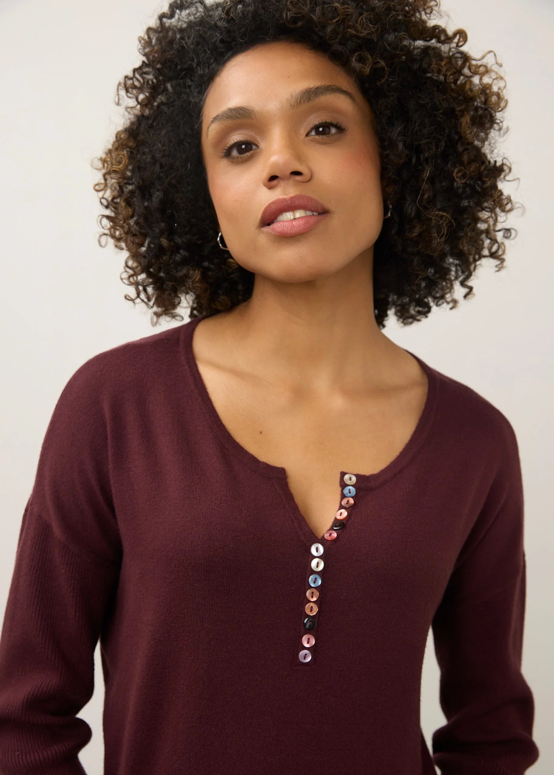 PULLOVER SWEATER | NOTCH NECK RIB SLEEVE-Jackets & Sweaters-FRENCH DRESSING JEANS-SMALL-FIG-Coriander