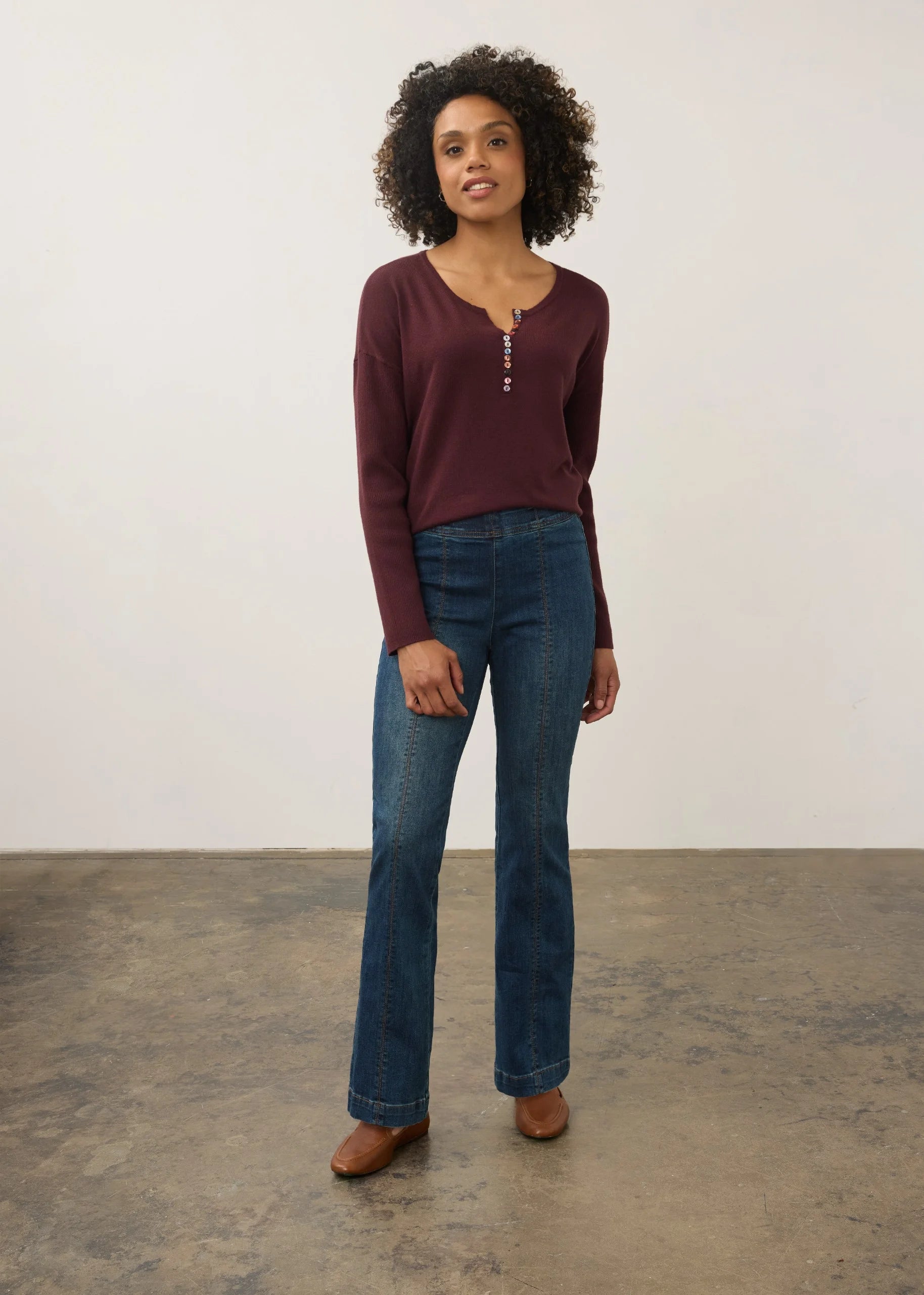 PULLOVER SWEATER | NOTCH NECK RIB SLEEVE-Jackets & Sweaters-FRENCH DRESSING JEANS-Coriander