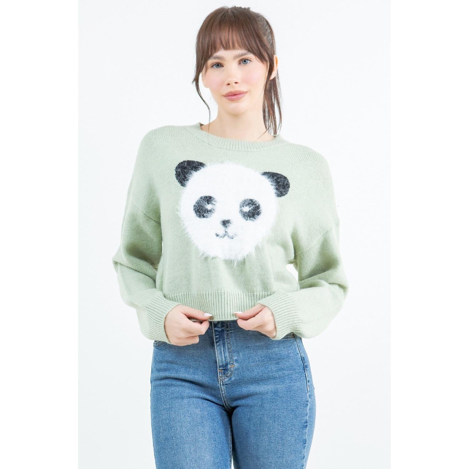 PULLOVER SWEATER | PANDA-Jackets & Sweaters-DREAMERS BY DEBUT-Coriander