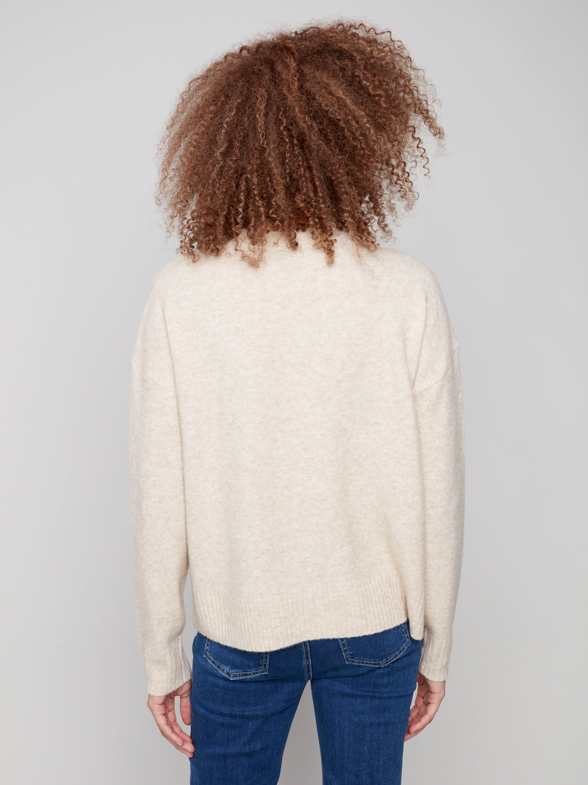 PULLOVER SWEATER | PLACED JACQUARD CREW NECK-Jackets & Sweaters-CHARLIE B-Coriander