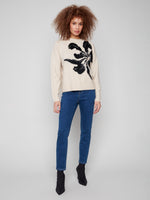 PULLOVER SWEATER | PLACED JACQUARD CREW NECK-Jackets & Sweaters-CHARLIE B-Coriander