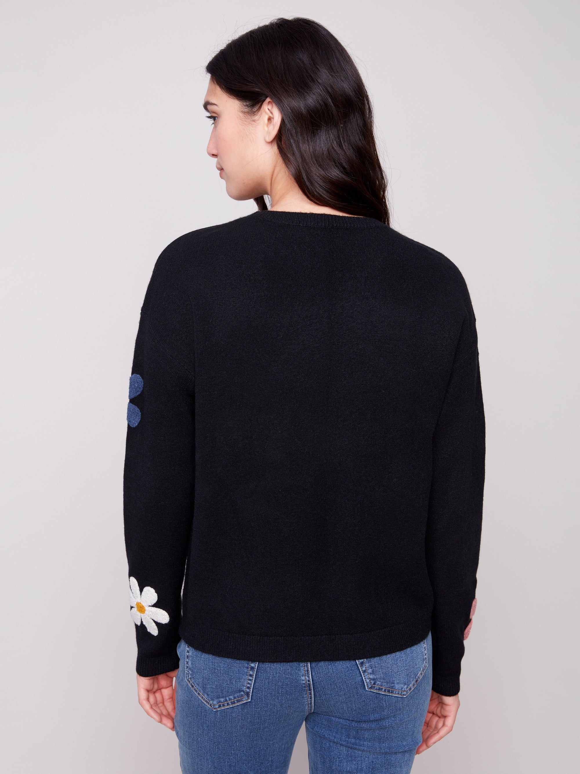 PULLOVER SWEATER | PLUSH WITH FLOWERS-Jackets & Sweaters-CHARLIE B-Coriander