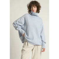 PULLOVER SWEATER | SLOUCH TURTLENECK-Jackets & Sweaters-LOOK BY M-ONE-Blue-Coriander