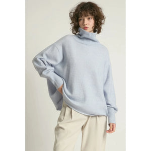 PULLOVER SWEATER | SLOUCH TURTLENECK-Jackets & Sweaters-LOOK BY M-ONE-Blue-Coriander