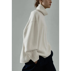 PULLOVER SWEATER | SLOUCH TURTLENECK-Jackets & Sweaters-LOOK BY M-ONE-IVORY-Coriander