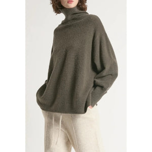 PULLOVER SWEATER | SLOUCH TURTLENECK-Jackets & Sweaters-LOOK BY M-ONE-KHAKI-Coriander