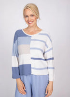 PULLOVER SWEATER | SPLIT STRIPES-Jackets & Sweaters-OLIVIA-SMALL-POOL-Coriander
