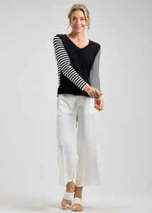 PULLOVER SWEATER | STRIPED V-NECK-Jackets & Sweaters-ZAKET & PLOVER-Coriander