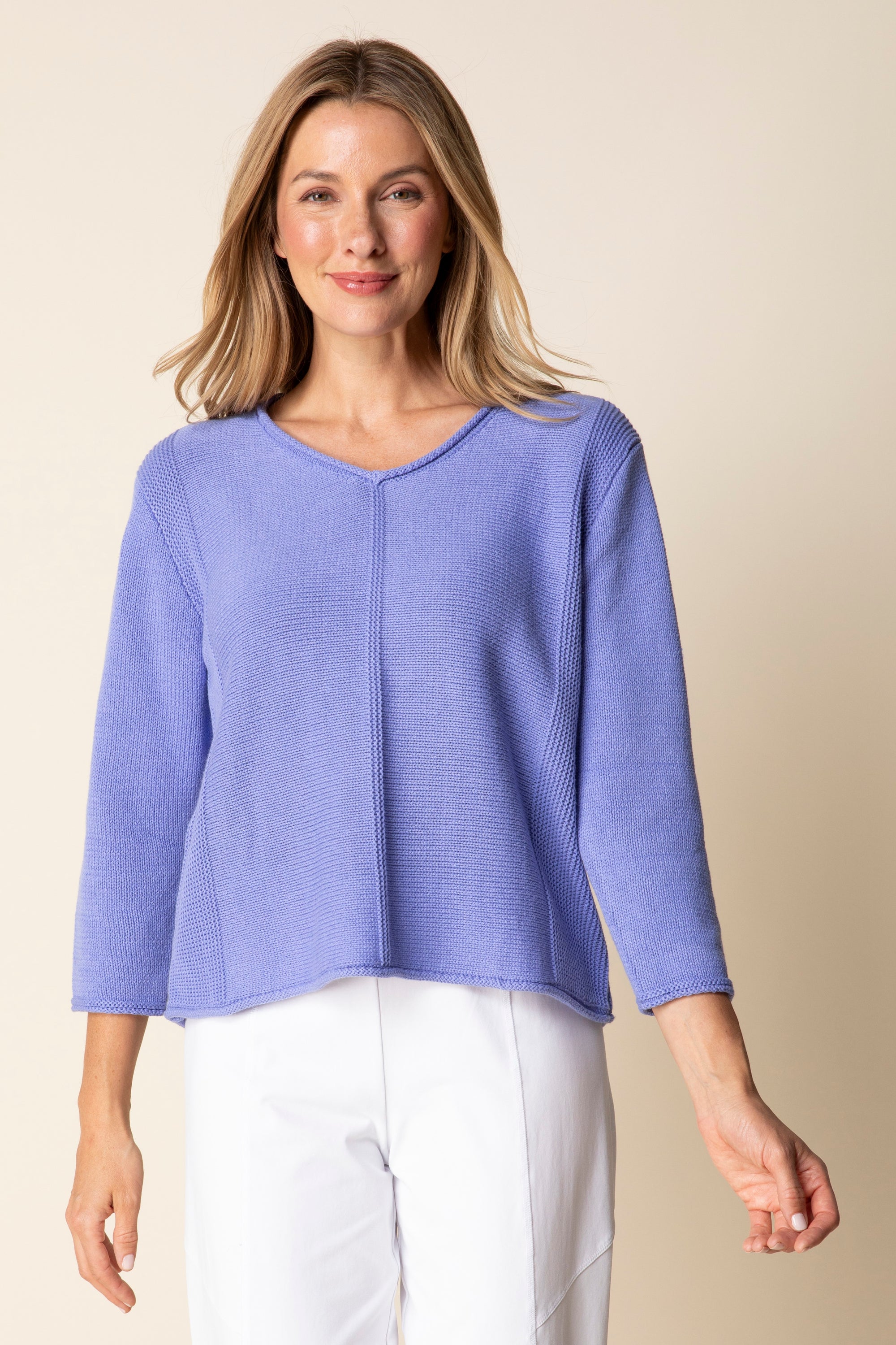 PULLOVER SWEATER | TIDAL V-NECK-Jackets & Sweaters-HABITAT-XSMALL-IRIS-Coriander