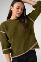 PULLOVER SWEATER | TULIP HEM-Jackets & Sweaters-LIVERPOOL-SMALL-OLIVE WITH MUSHROOM-Coriander