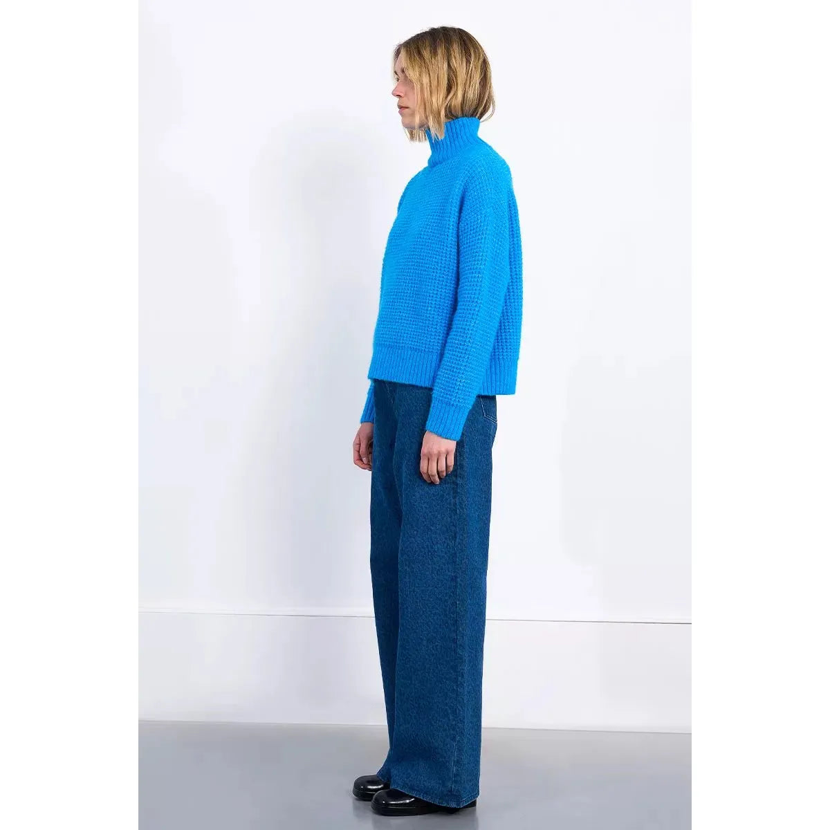 PULLOVER SWEATER | TURTLENECK: BLUE-Jackets & Sweaters-MOLLY BRACKEN-Coriander