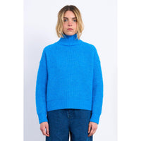 PULLOVER SWEATER | TURTLENECK: BLUE-Jackets & Sweaters-MOLLY BRACKEN-SMALL-Blue-Coriander