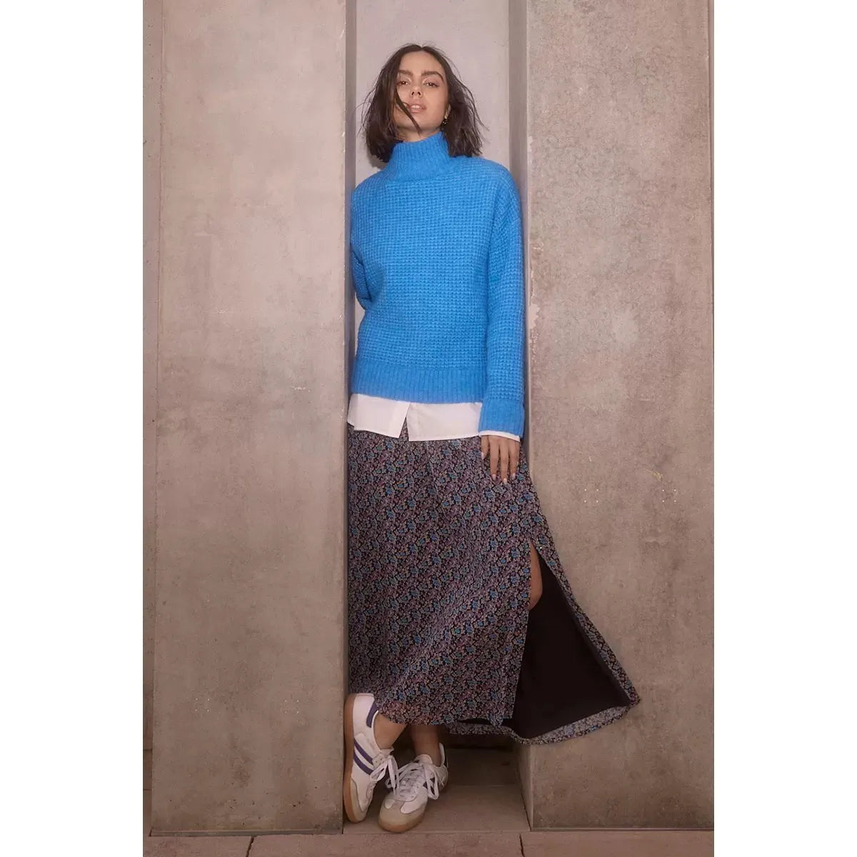 PULLOVER SWEATER | TURTLENECK: BLUE-Jackets & Sweaters-MOLLY BRACKEN-Coriander