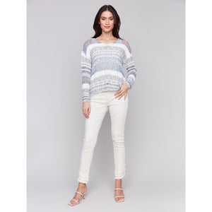 PULLOVER SWEATER | V-NECK NOVELTY YARN-Jackets & Sweaters-CHARLIE B-Coriander