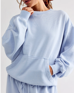 PULLOVER SWEATSHIRT | SLOW IT DOWN-Tops-FREE PEOPLE-SMALL-PERI ICE-Coriander
