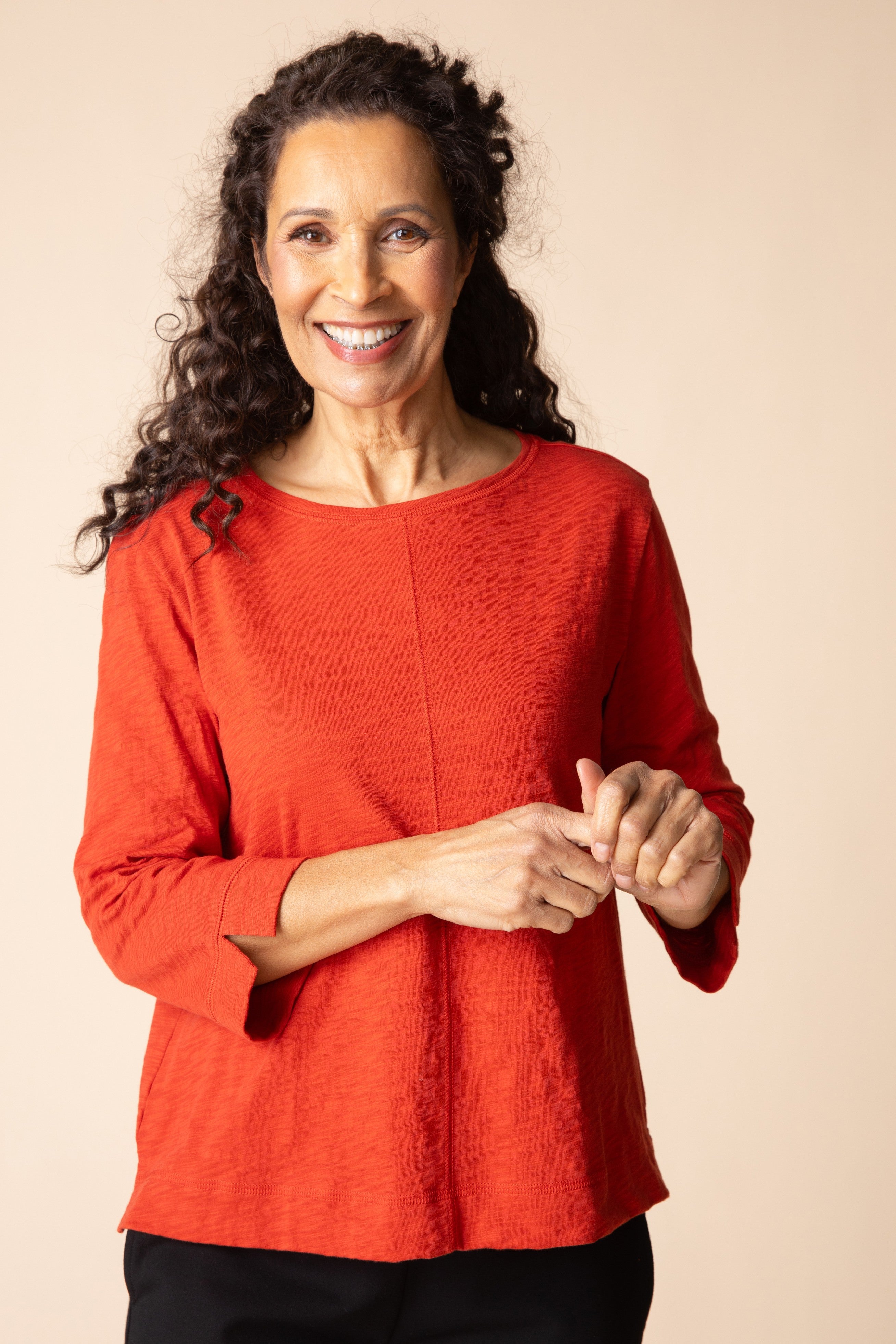 PULLOVER TEE | COVERSTITCH BOATNECK-Tops-HABITAT-XSMALL-SIENNA-Coriander