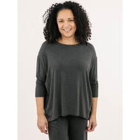 PULLOVER TOP | LEISURE 3/4 SLEEVE-Tops-SHANNON PASSERO STORE-XSMALL-CHARCOAL MIX-Coriander