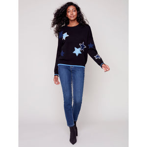 PUNCHED STAR SWEATER-Jackets & Sweaters-CHARLIE B-Coriander