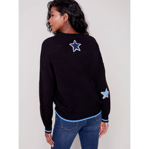 PUNCHED STAR SWEATER-Jackets & Sweaters-CHARLIE B-Coriander