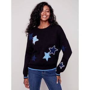 PUNCHED STAR SWEATER-Jackets & Sweaters-CHARLIE B-Coriander