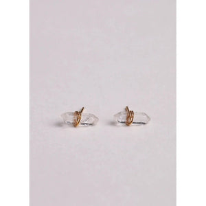 QUARTZ WIRE WRAPPED STUDS-Jewellery-JAX KELLY-Coriander