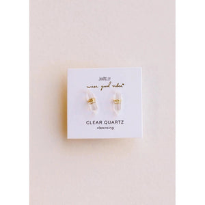 QUARTZ WIRE WRAPPED STUDS-Jewellery-JAX KELLY-Coriander